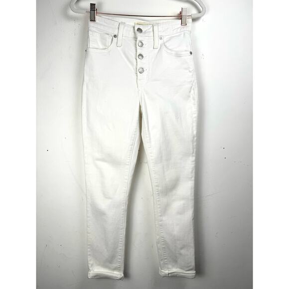 Madewell Women’s White Curvy High Rise Skinny Crop Button Fly Jeans Size 23 - Picture 2 of 11